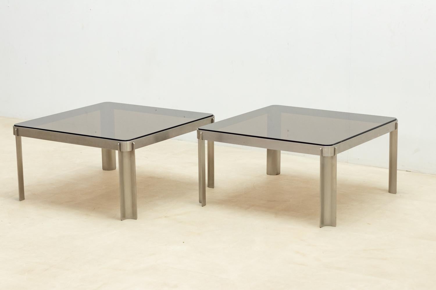 Steel Pair of mid-century side tables, 1970s For Sale