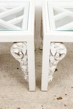 Pair of Mid-Century Side Tables with Elephant Motive