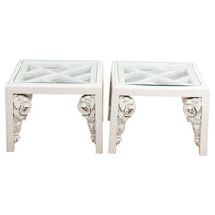 Pair of Mid-Century Side Tables with Elephant Motive