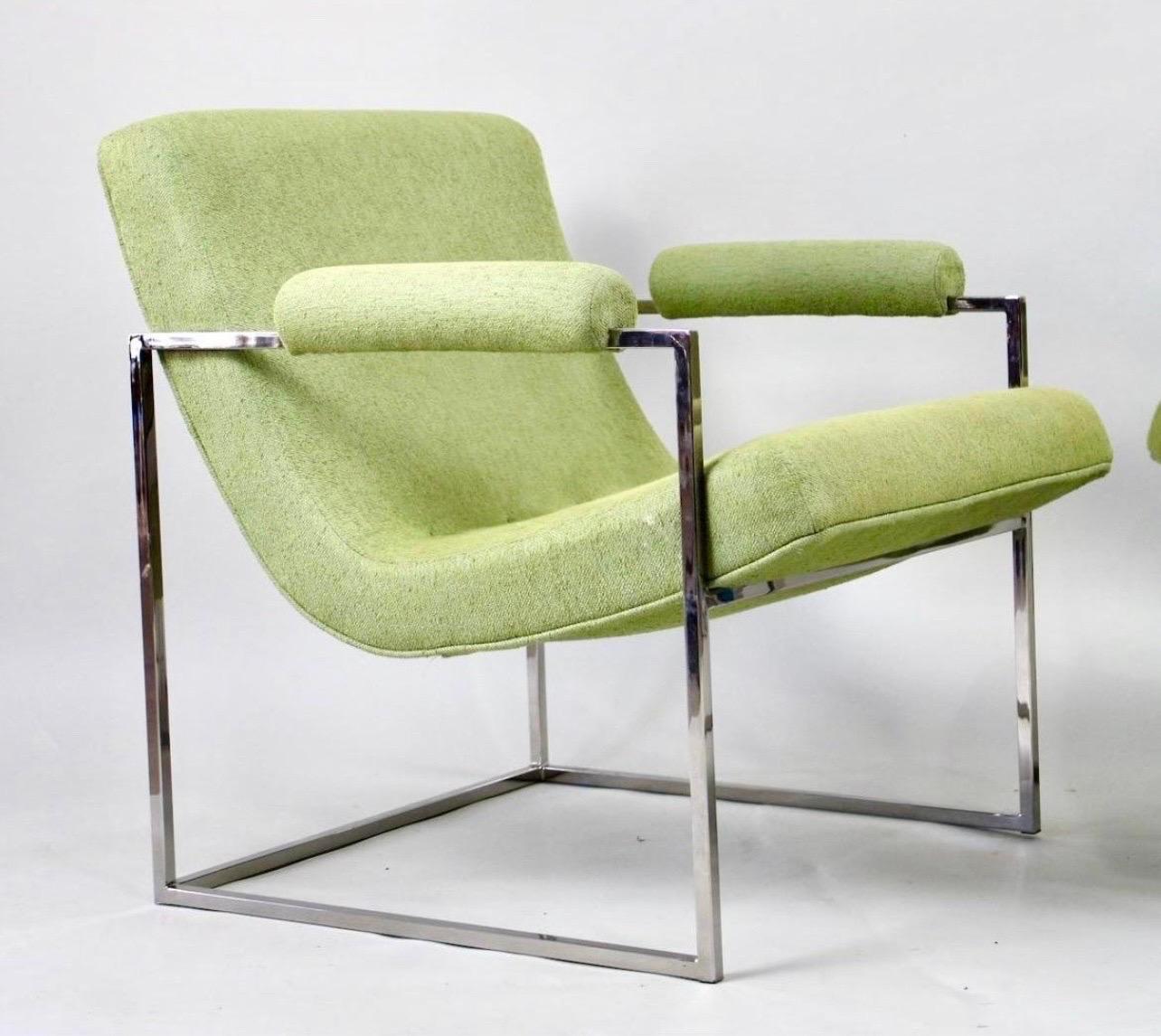 American Pair of Midcentury Signed Thayer Coggin Milo Baughman Scoop Lounge Chairs