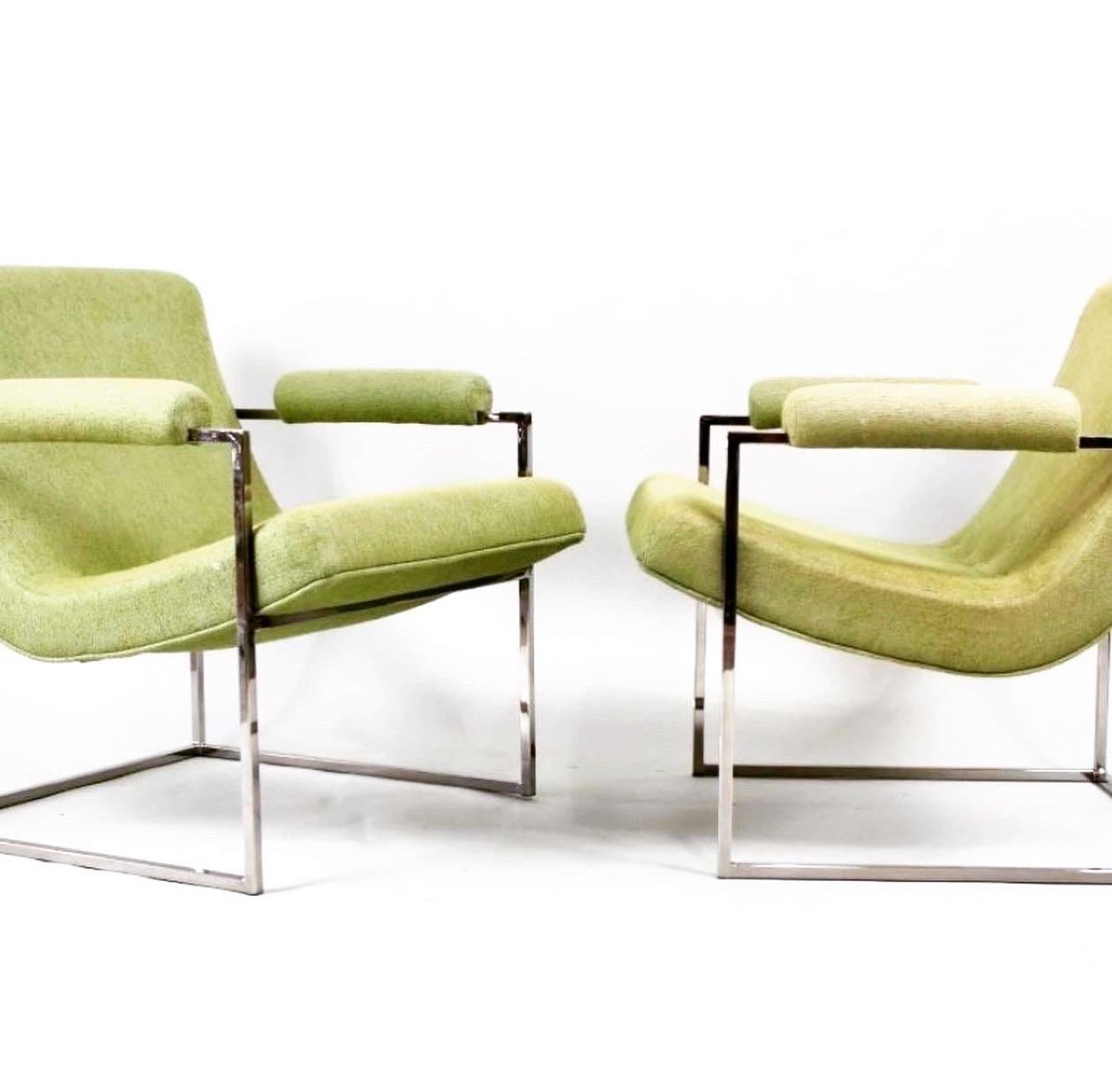 Pair of Midcentury Signed Thayer Coggin Milo Baughman Scoop Lounge Chairs In Good Condition In West Hartford, CT