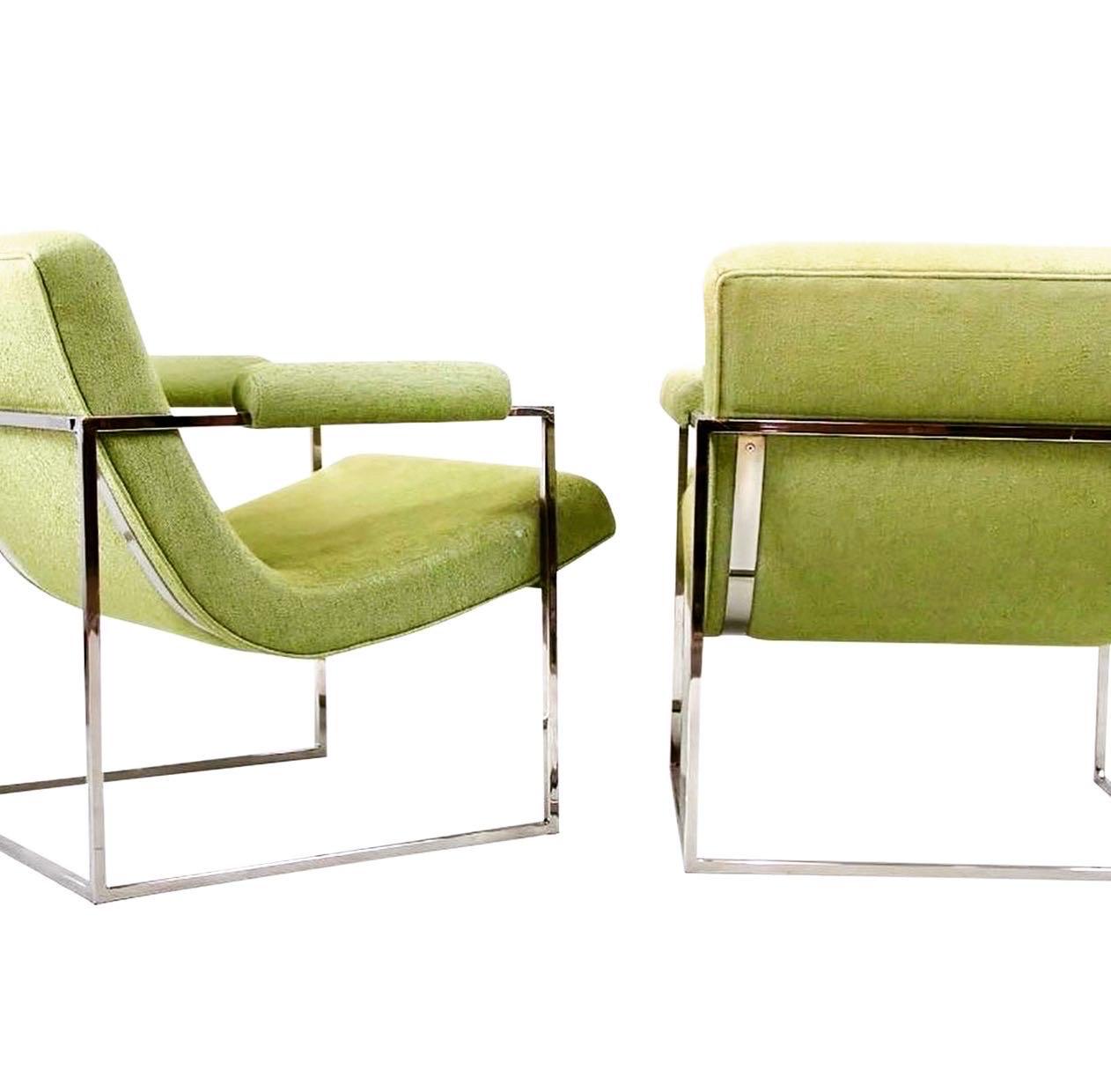 Late 20th Century Pair of Midcentury Signed Thayer Coggin Milo Baughman Scoop Lounge Chairs