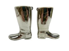 Pair of Mid-Century Silver Plate Boot Form Spirit Measures / Grenadier England