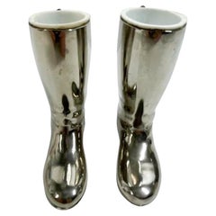 Vintage Pair of Mid-Century Silver Plate Boot Form Spirit Measures / Grenadier England