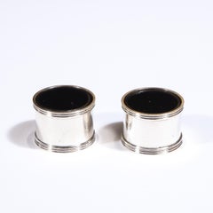 Pair of Mid Century Silver Plated Cylindrical Salt Cellars by Tiffany & Co.