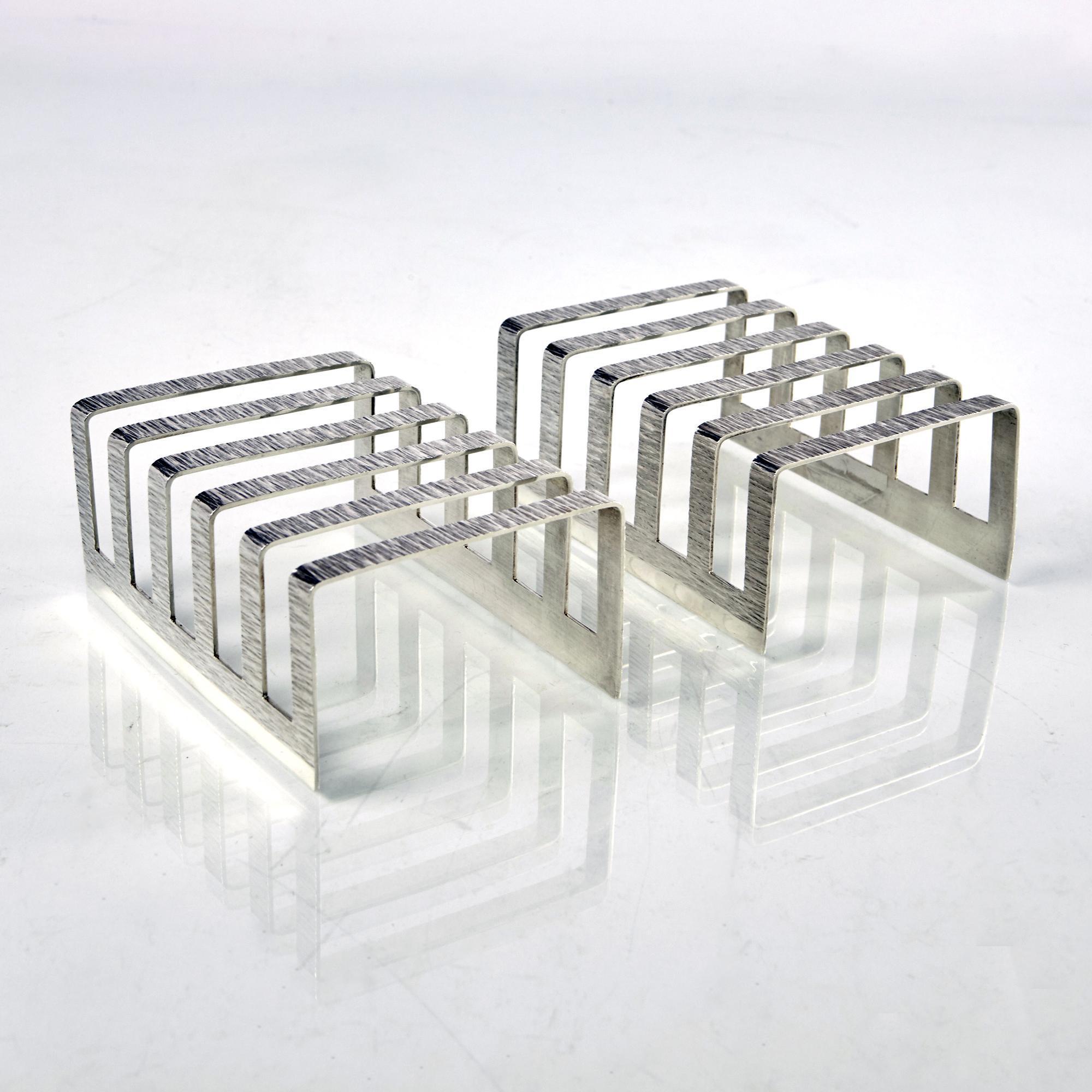 Sterling Silver Pair of Midcentury Silver Toast Racks