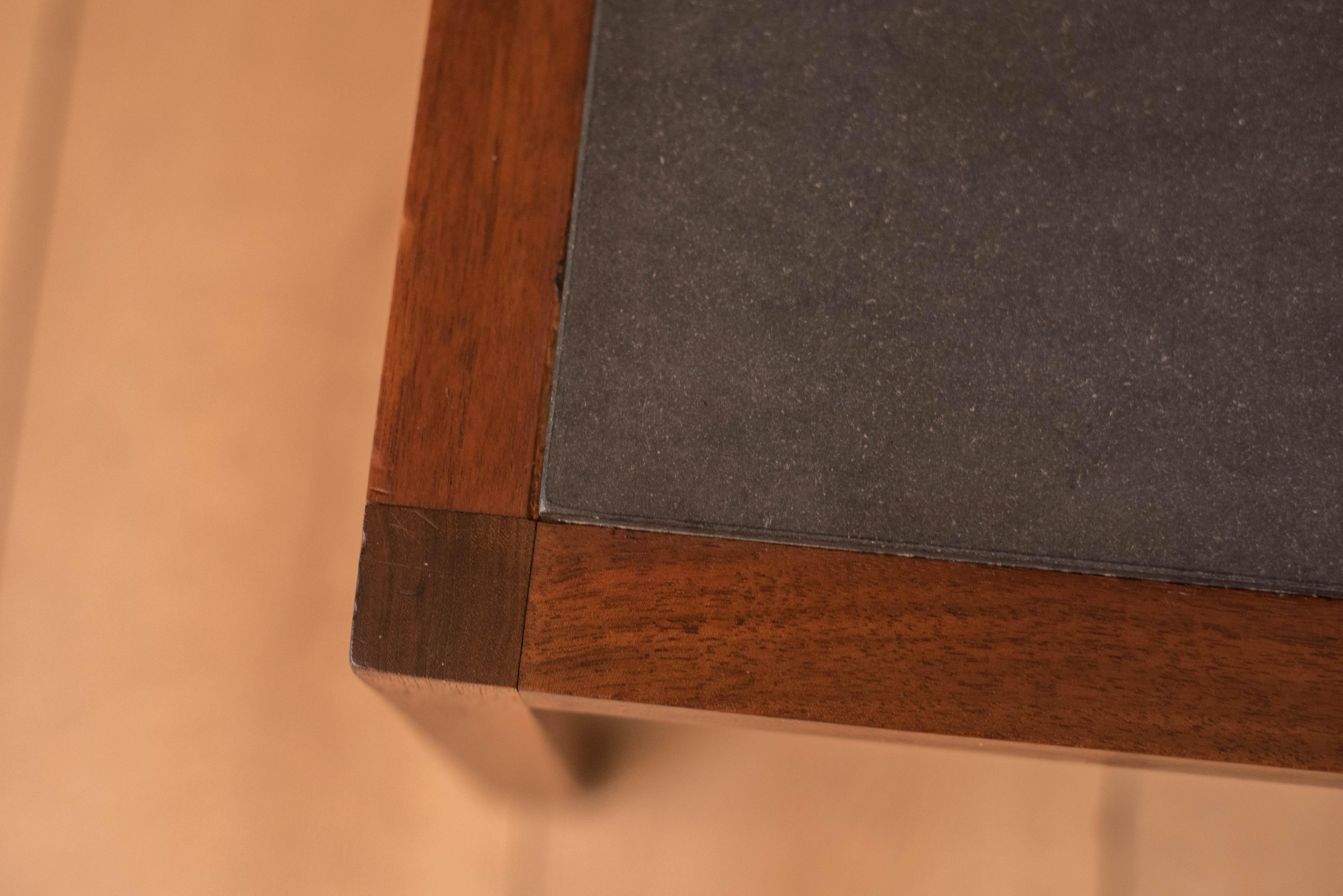 Pair of Mid Century Slate and Walnut End Tables by Jack Cartwright for Founders 2