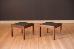 Pair of Mid Century Slate and Walnut End Tables by Jack Cartwright for Founders