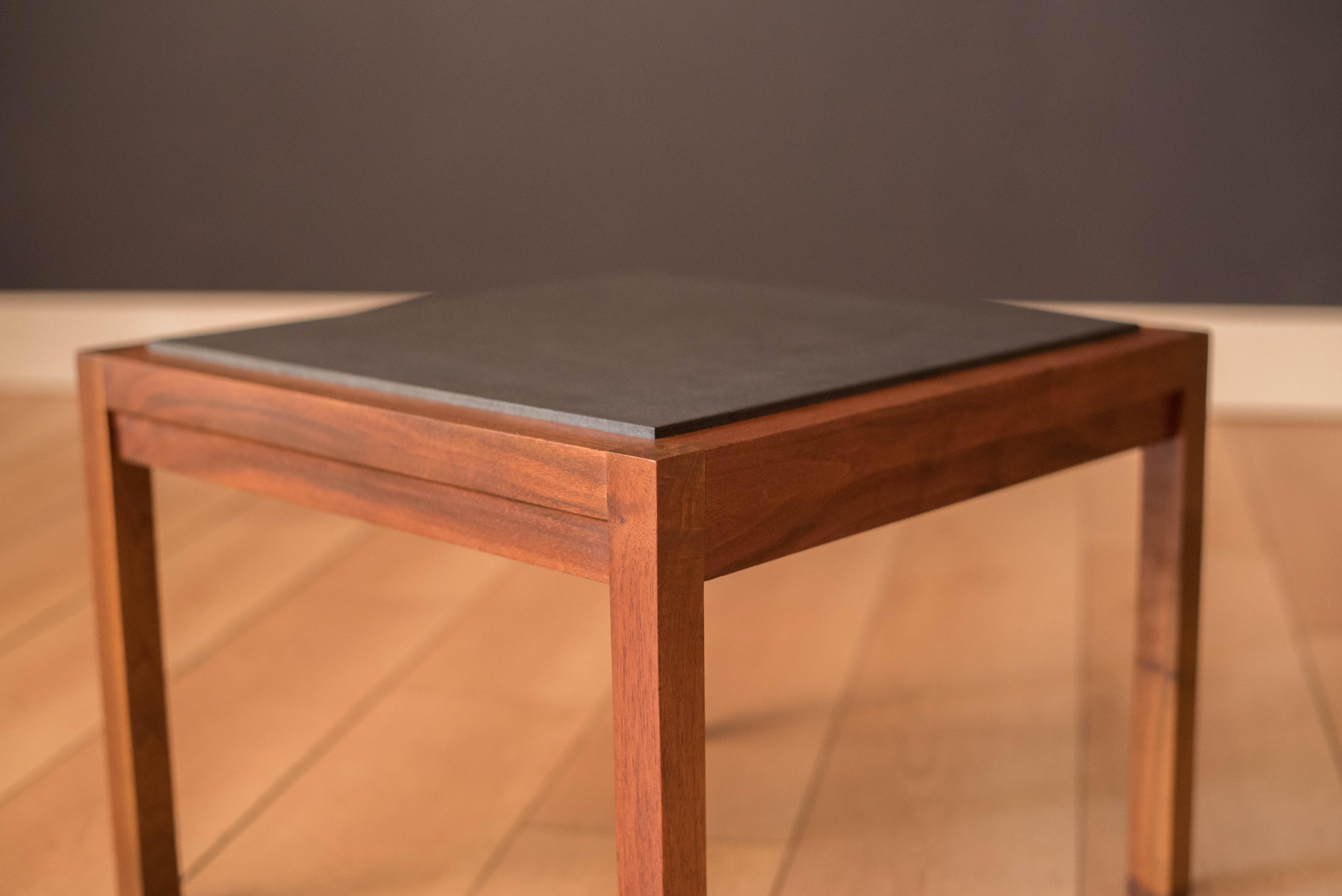 American Pair of Mid Century Slate and Walnut End Tables by Jack Cartwright for Founders