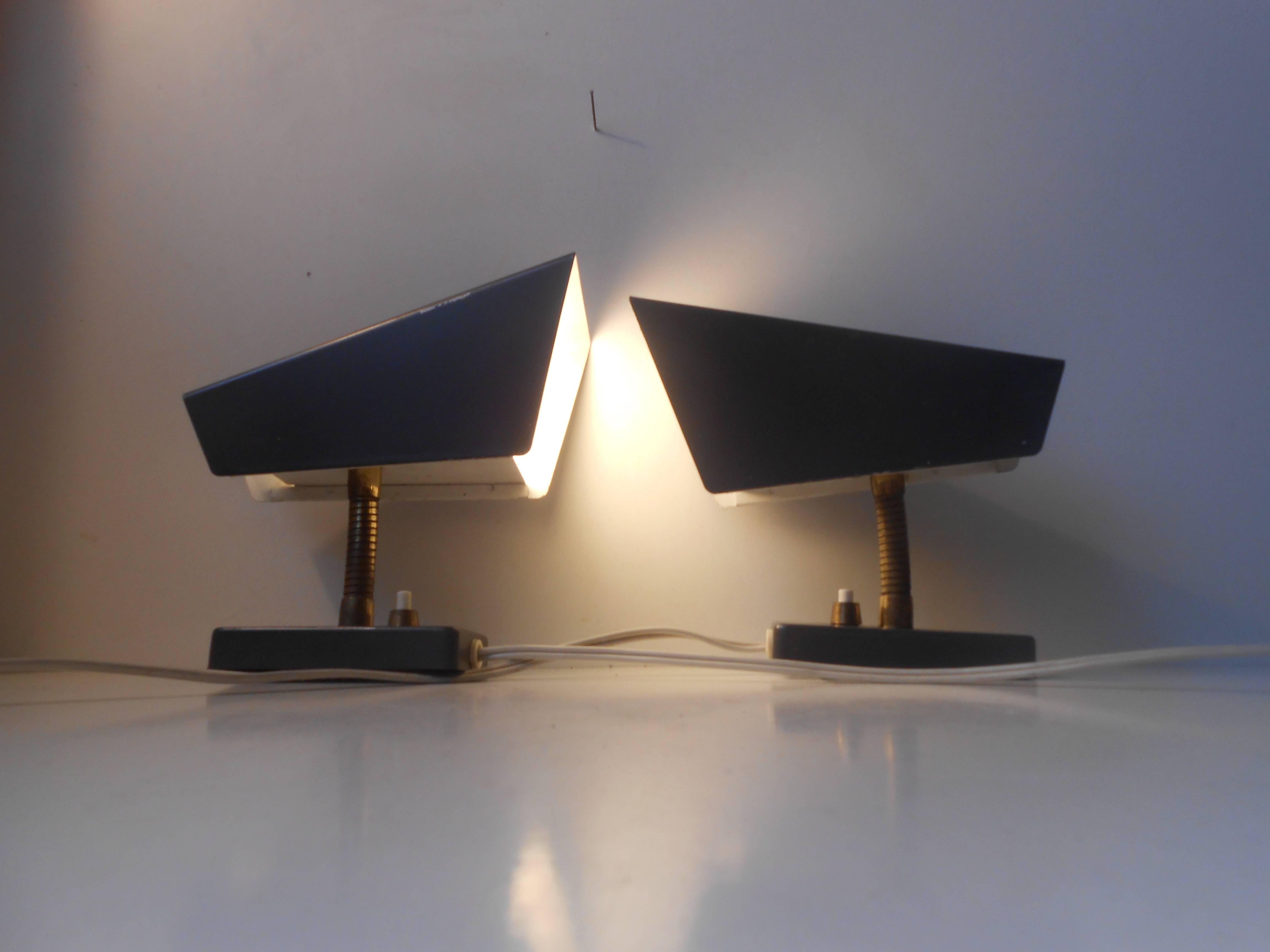 Mid-Century Modern Pair of Midcentury 'Slate' Grey Wall Lights by J. M. M Hoogervorst for Anvia For Sale