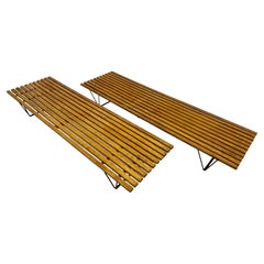 Pair of Mid Century Slatted Benches or Tables