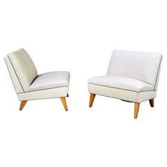 Retro Pair of Midcentury Slipper Chairs