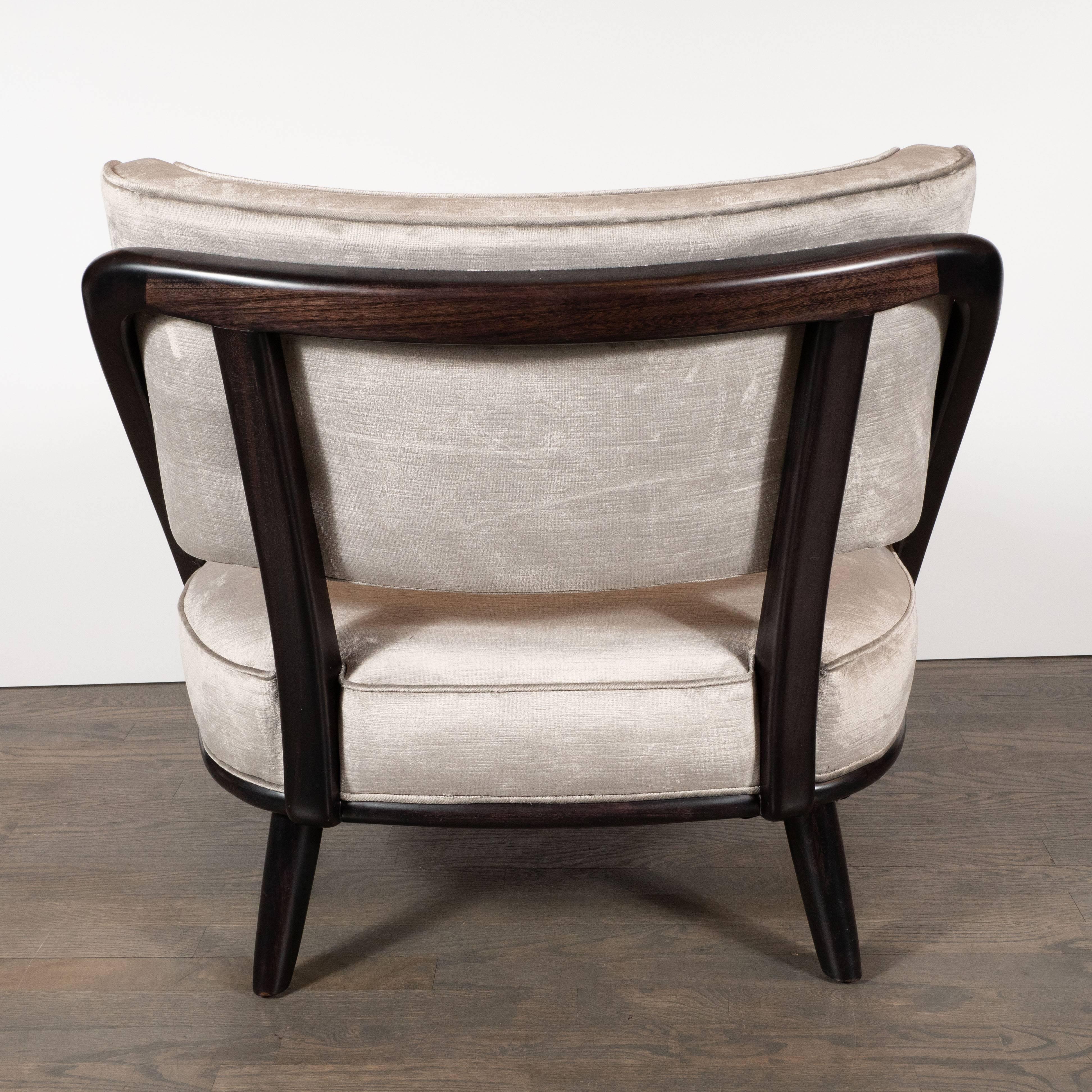 American Pair of Midcentury Slipper Chairs in Ebonized Walnut by Robsjohn-Gibbings