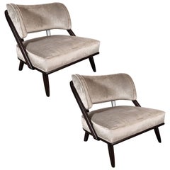 Pair of Midcentury Slipper Chairs in Ebonized Walnut by Robsjohn-Gibbings