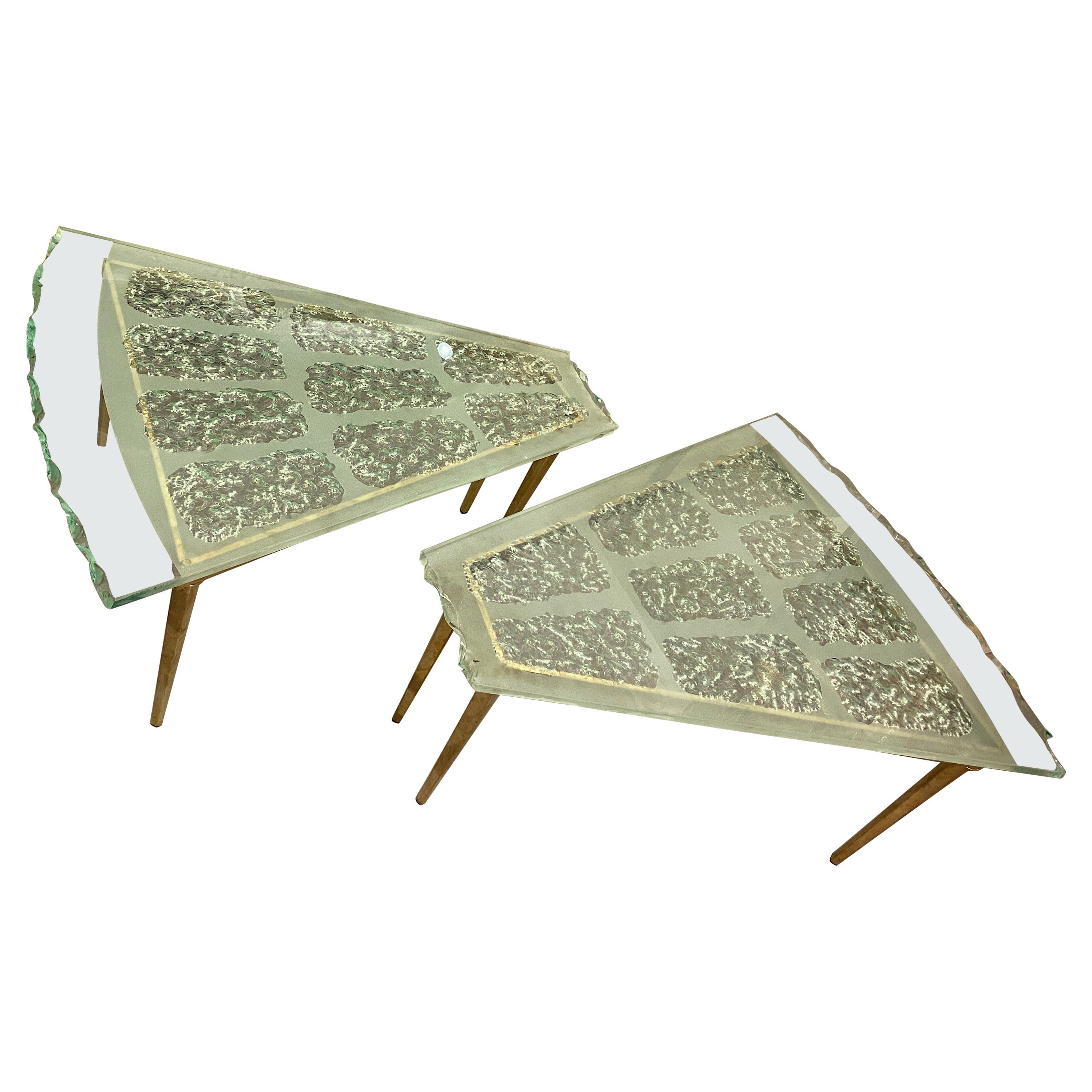 Paire de canapés ou de tables basses Fontana Arte du milieu du siècle dernier attr. Max Ingrand en vente