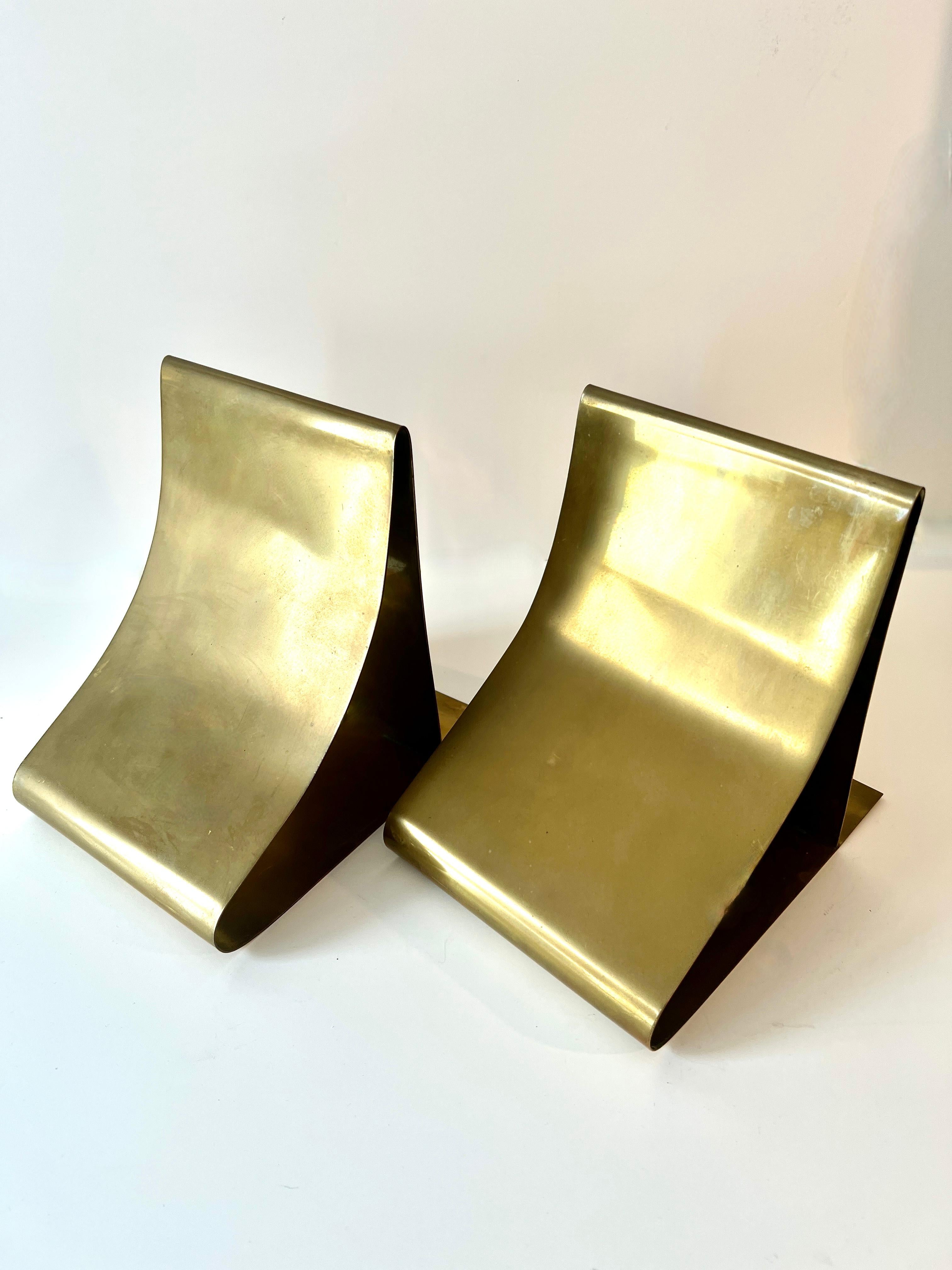 20th Century Pair of Mid Century Solid Brass Ben Seibel Bookends For Sale