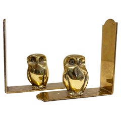 Pair of Mid Century solid brass Owl Bookends