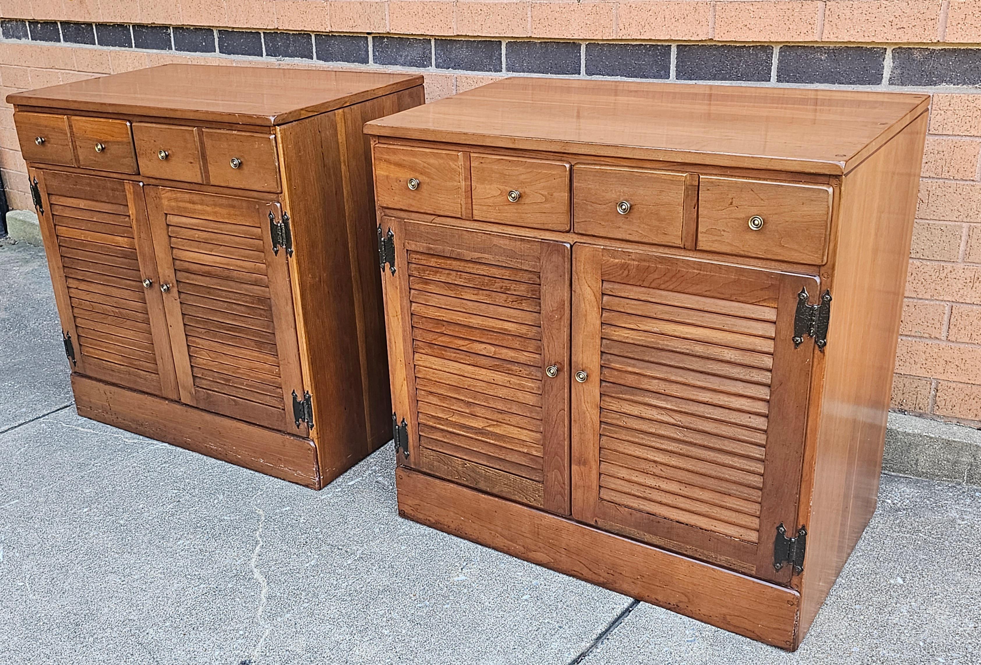 Mid-Century Modern Pair of Mid-Century Solid Cherry Side Cabinets, Circa 1970s For Sale