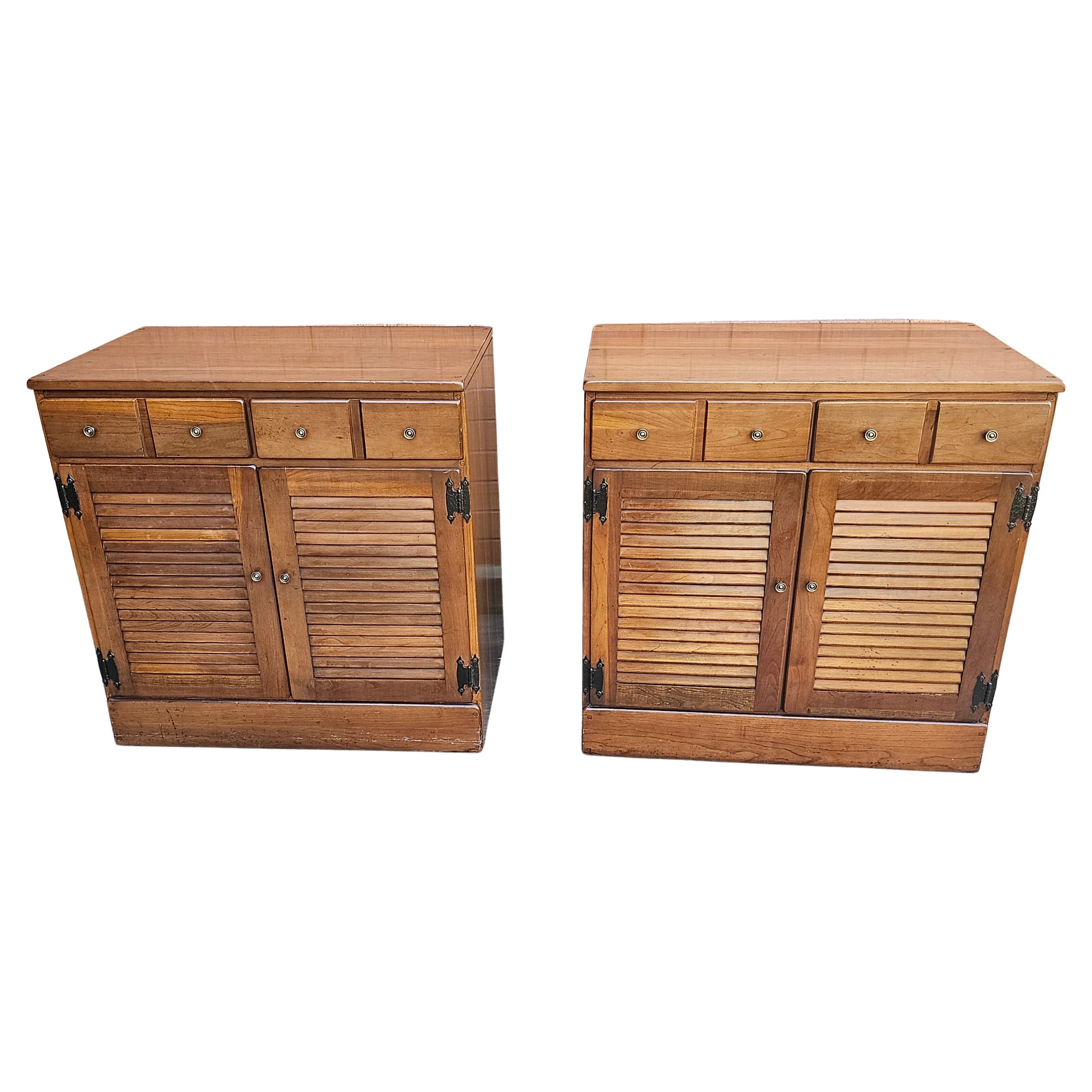Pair of Mid-Century Solid Cherry Side Cabinets, Circa 1970s