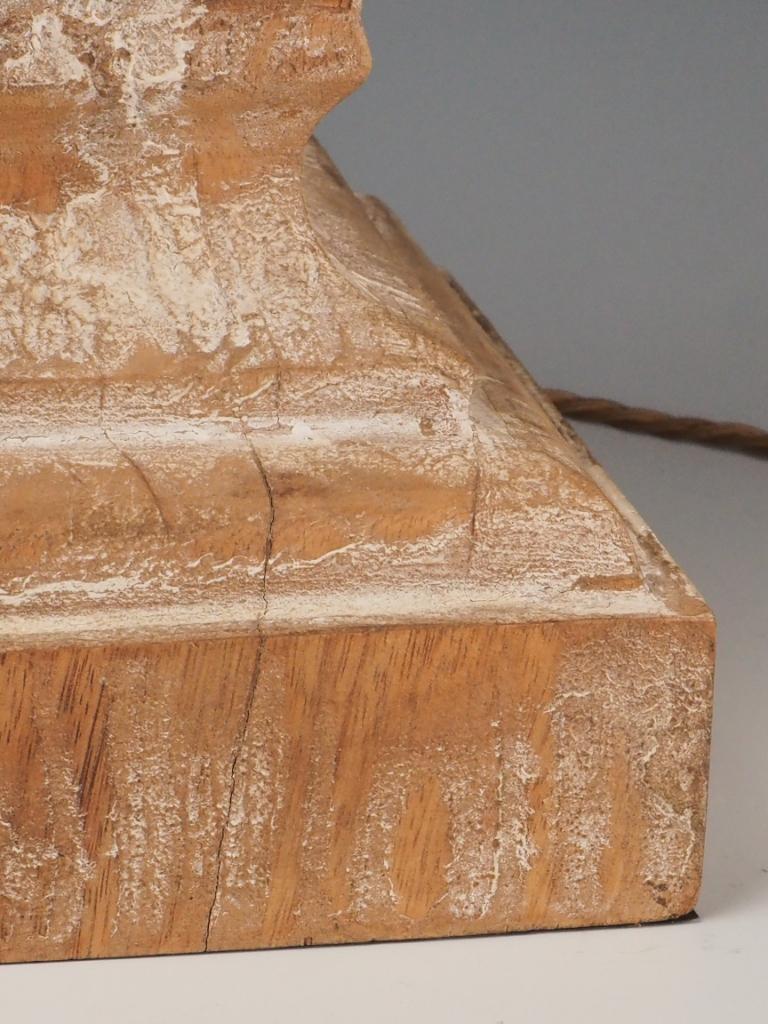 Paire de lampes de table en bois de manguier massif du milieu du siècle, Lime Wood en vente 3