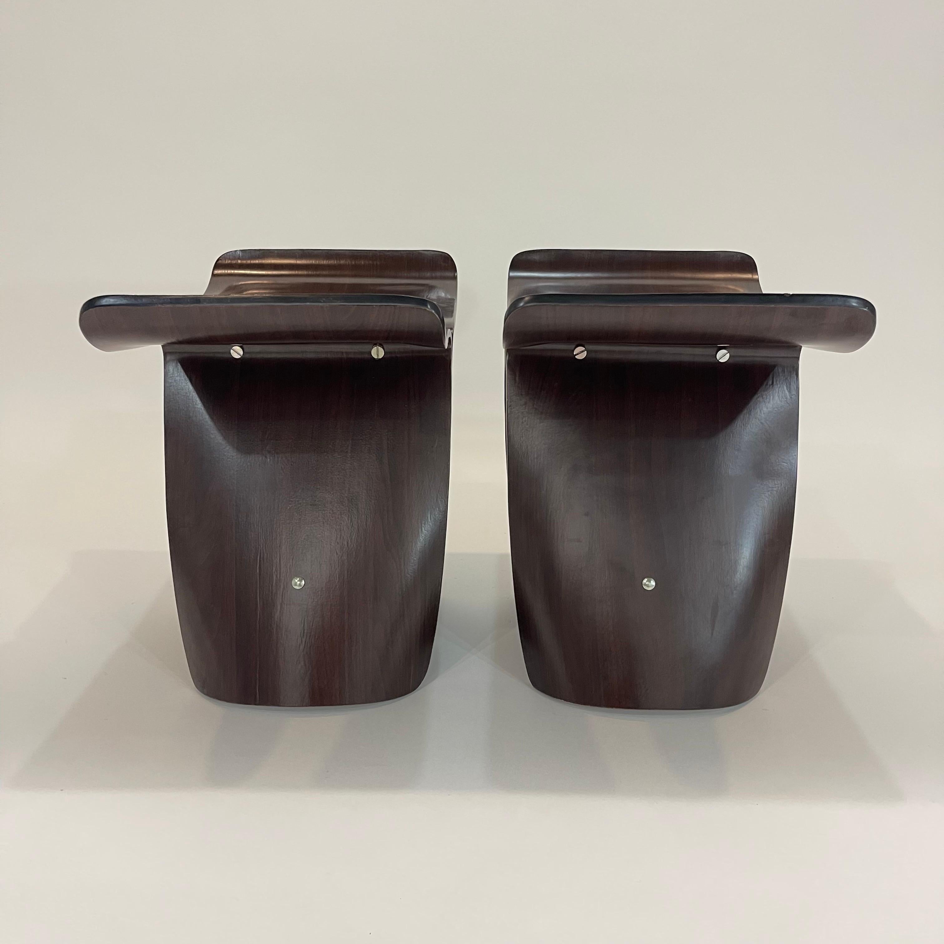 20th Century Pair of Mid Century Sori Yanagi Attributed Butterfly Stools, Tendo, Japan 1980s