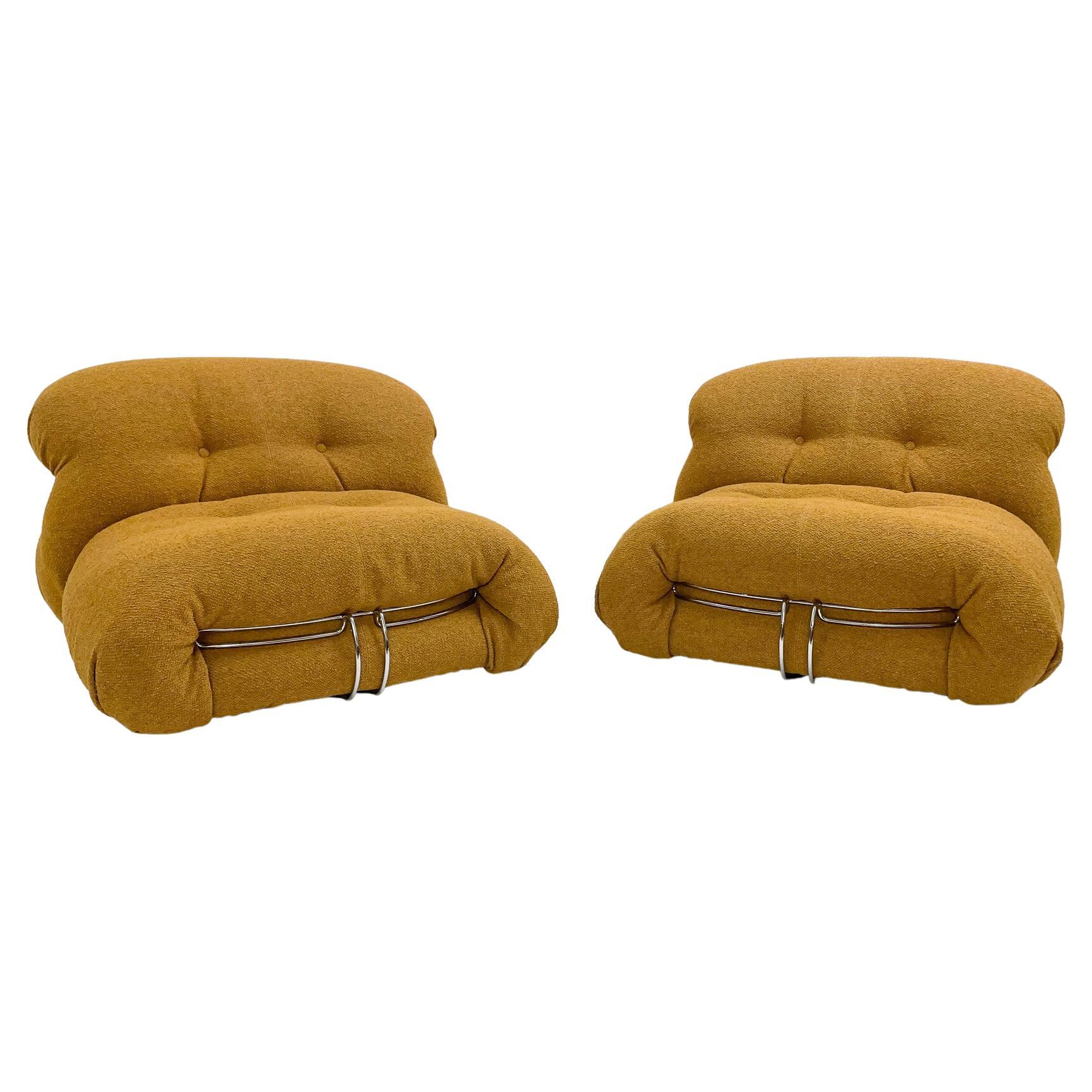Pair of Mid-Century "Soriana" Amchairs by Afra & Tobia Scarpa for Cassina, 2022 For Sale
