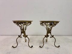 Pair of Mid Century Spanish Brass Ornate Side Tables