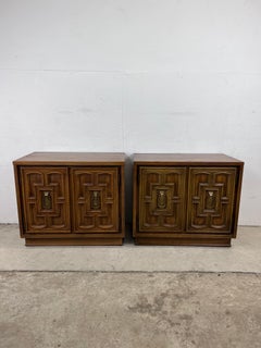 Pair of Mid Century Spanish Revival End Table Cabinets by Bassett