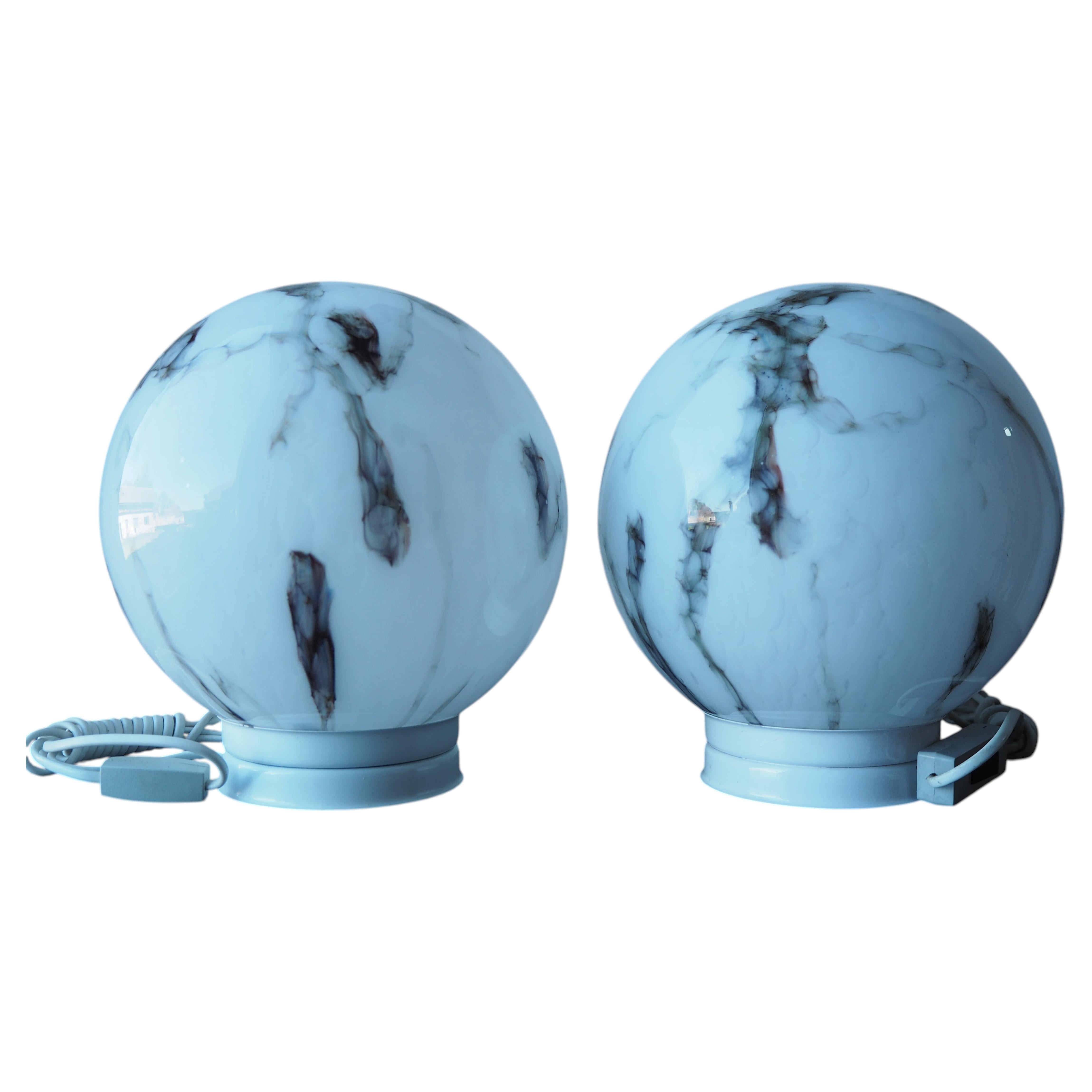 Paire de  Lampes de table sphériques du milieu du siècle, Europe, 1970