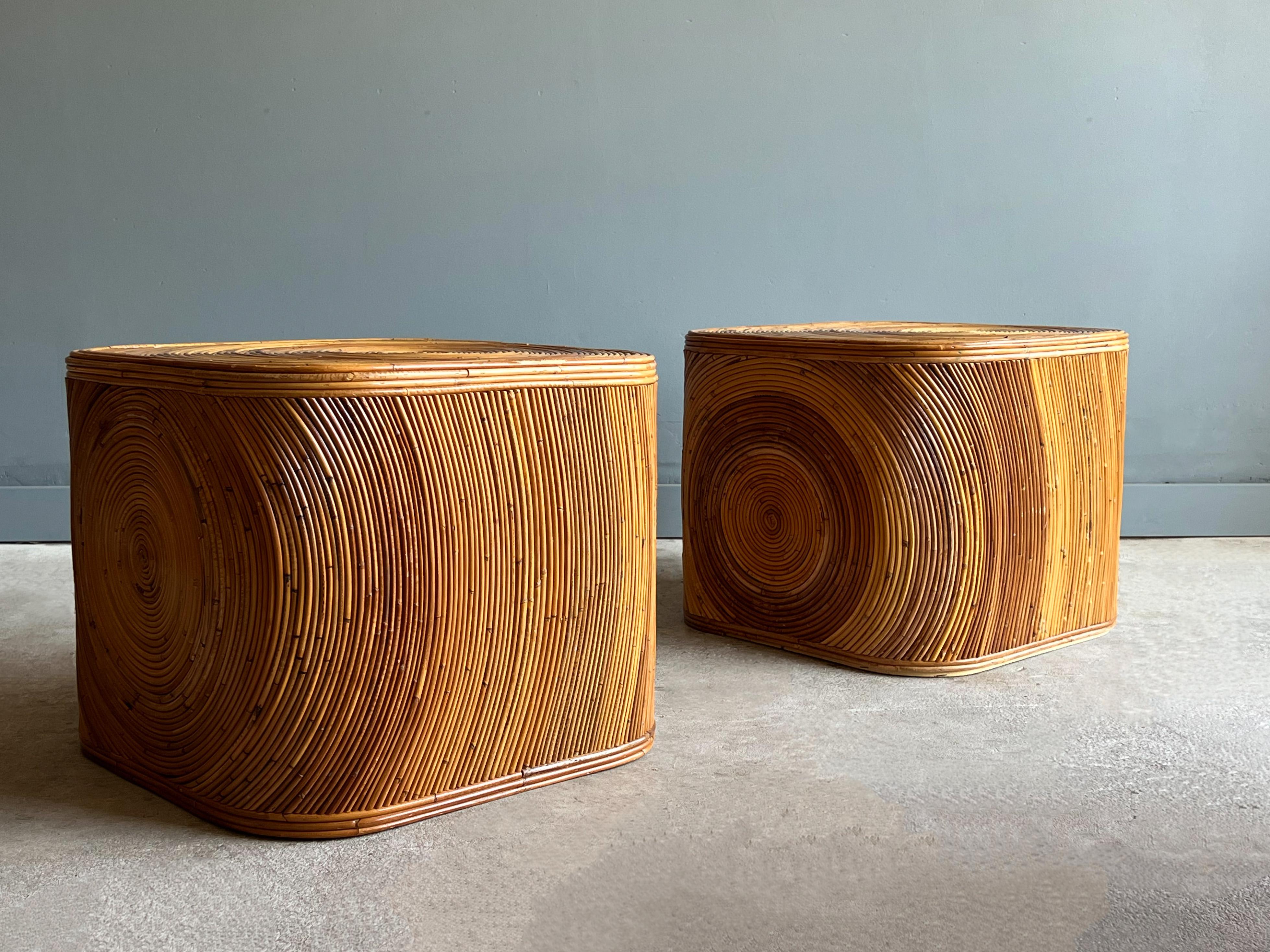 American Pair of Mid Century Split Reed Tables