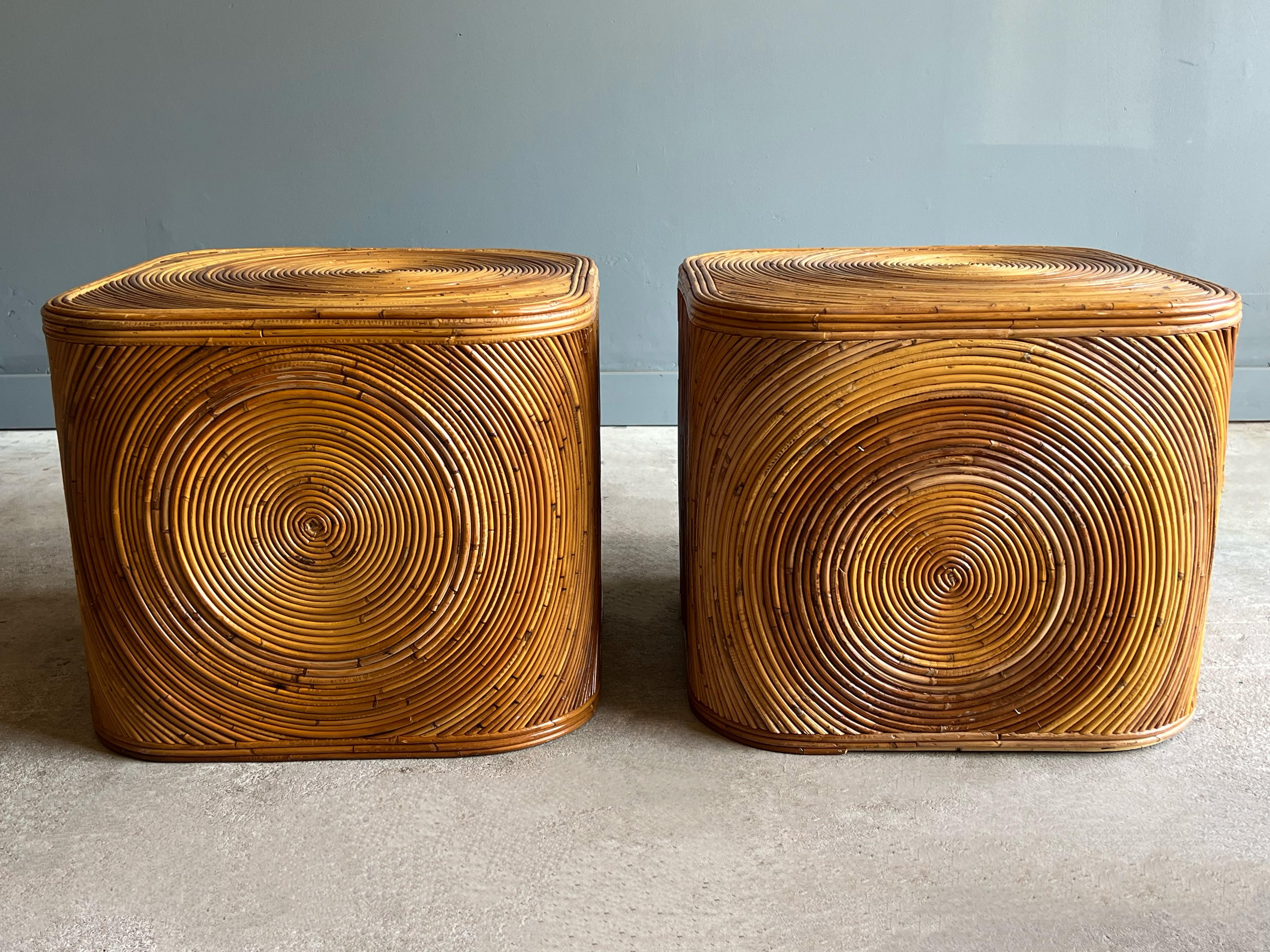 Pair of Mid Century Split Reed Tables In Good Condition In Round Rock, TX