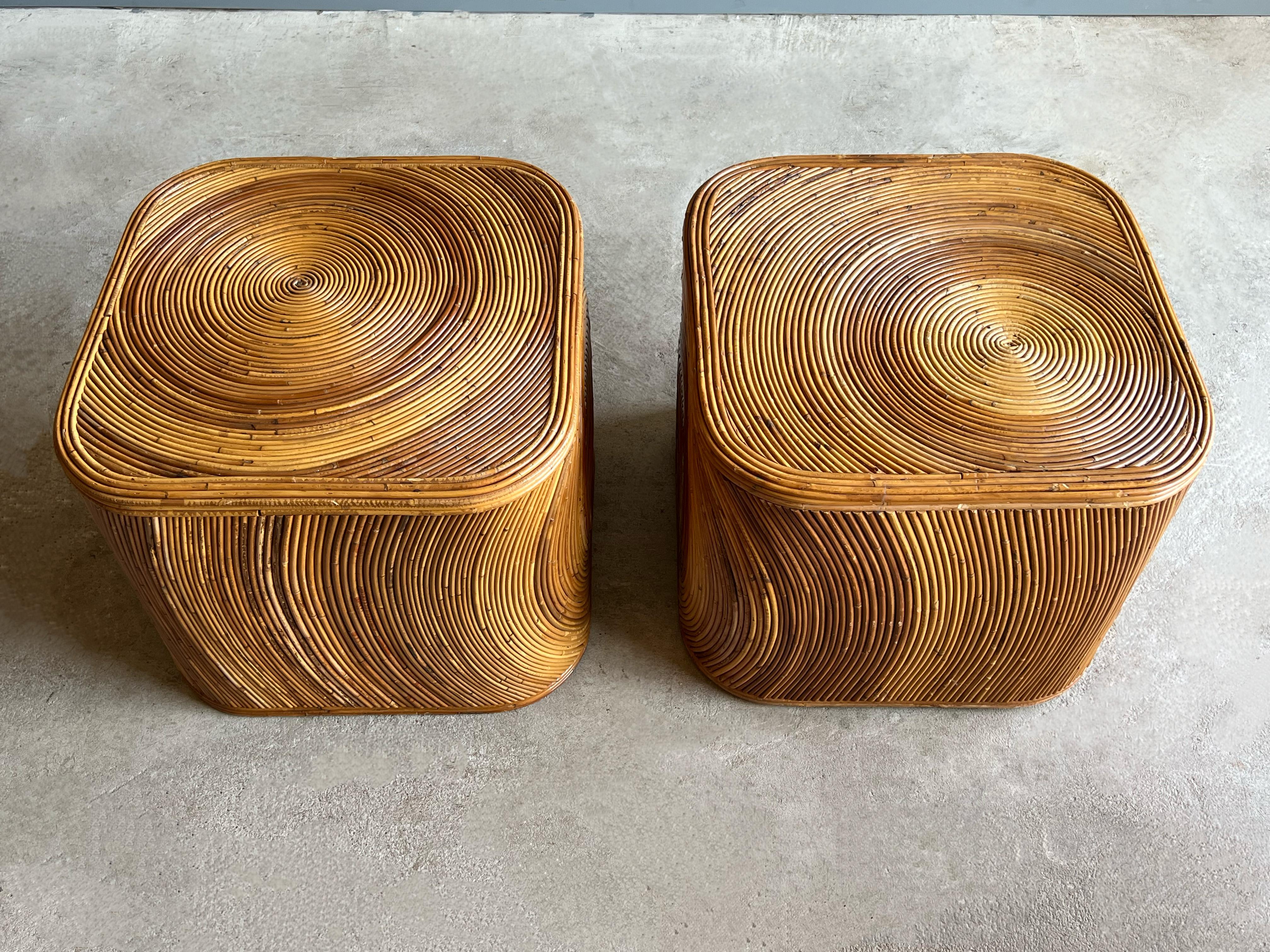 Late 20th Century Pair of Mid Century Split Reed Tables