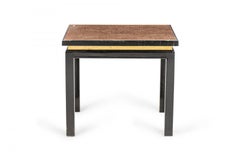 Pair of Mid-Century Square Ebonized Gilt End/Side Tables (manner of James Mont)