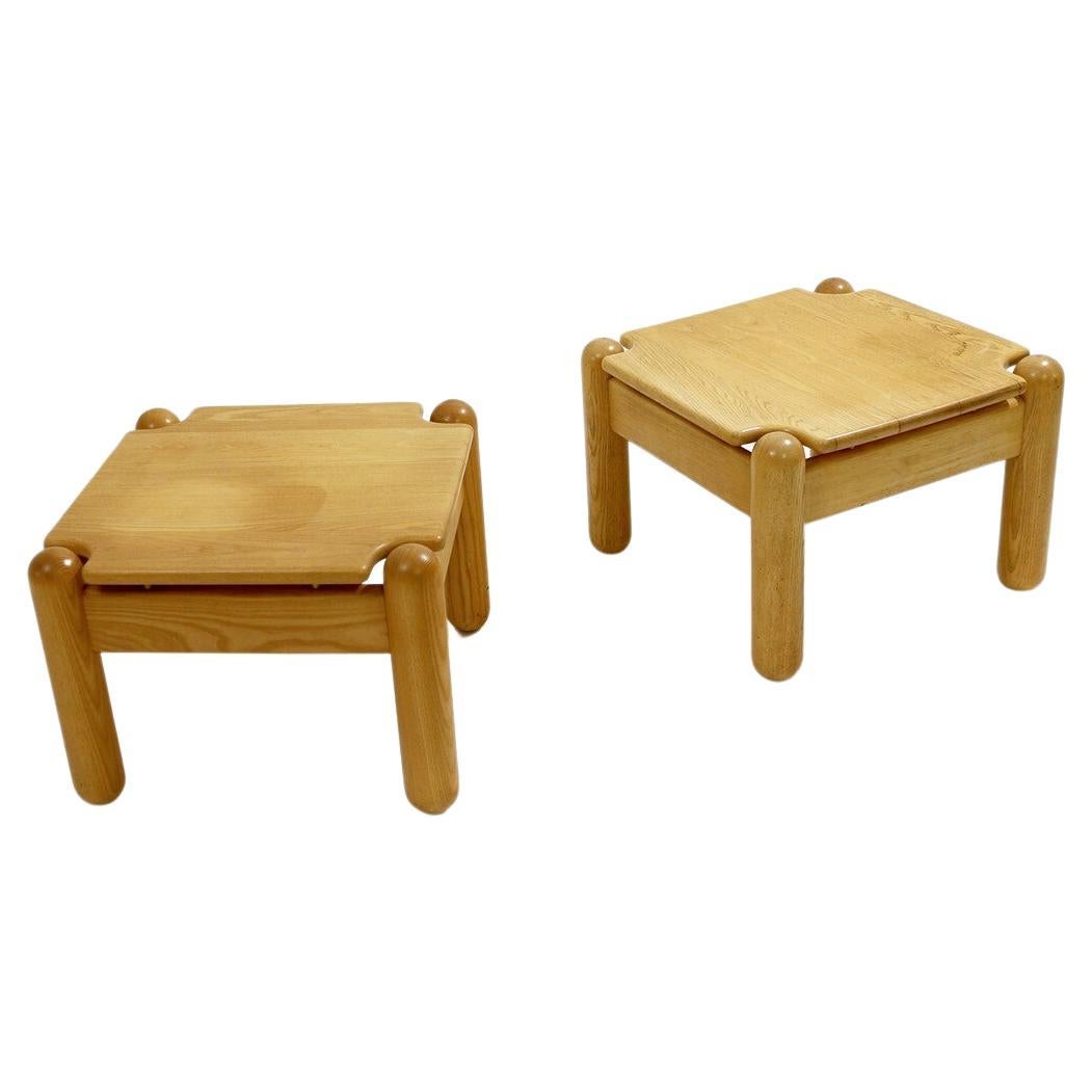 Pair of Mid Century square Pine Coffee Tables For Sale