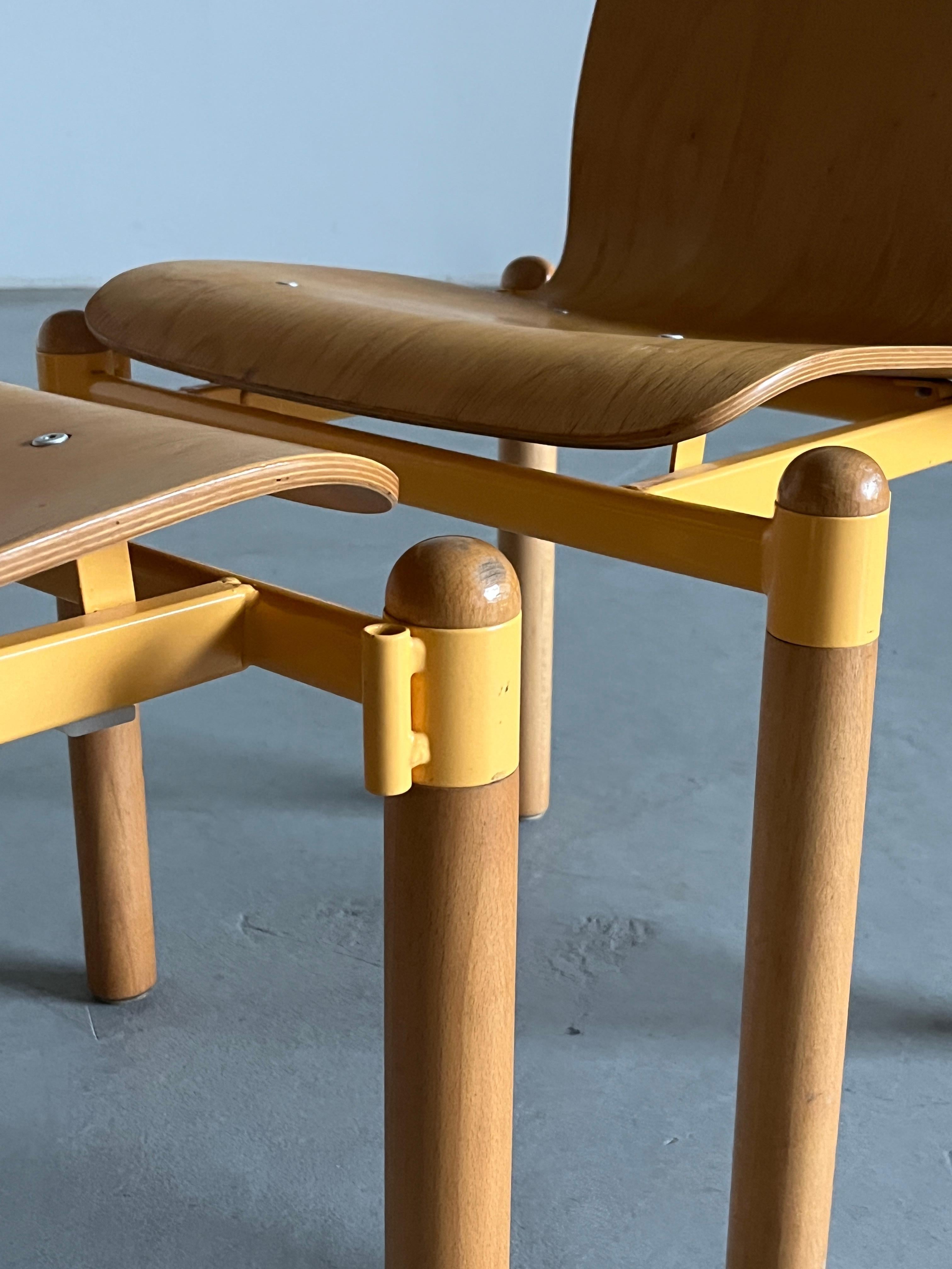 Pair of Mid-Century Stackable Bentwood and Metal Dining Chairs, 1990s Austria 4
