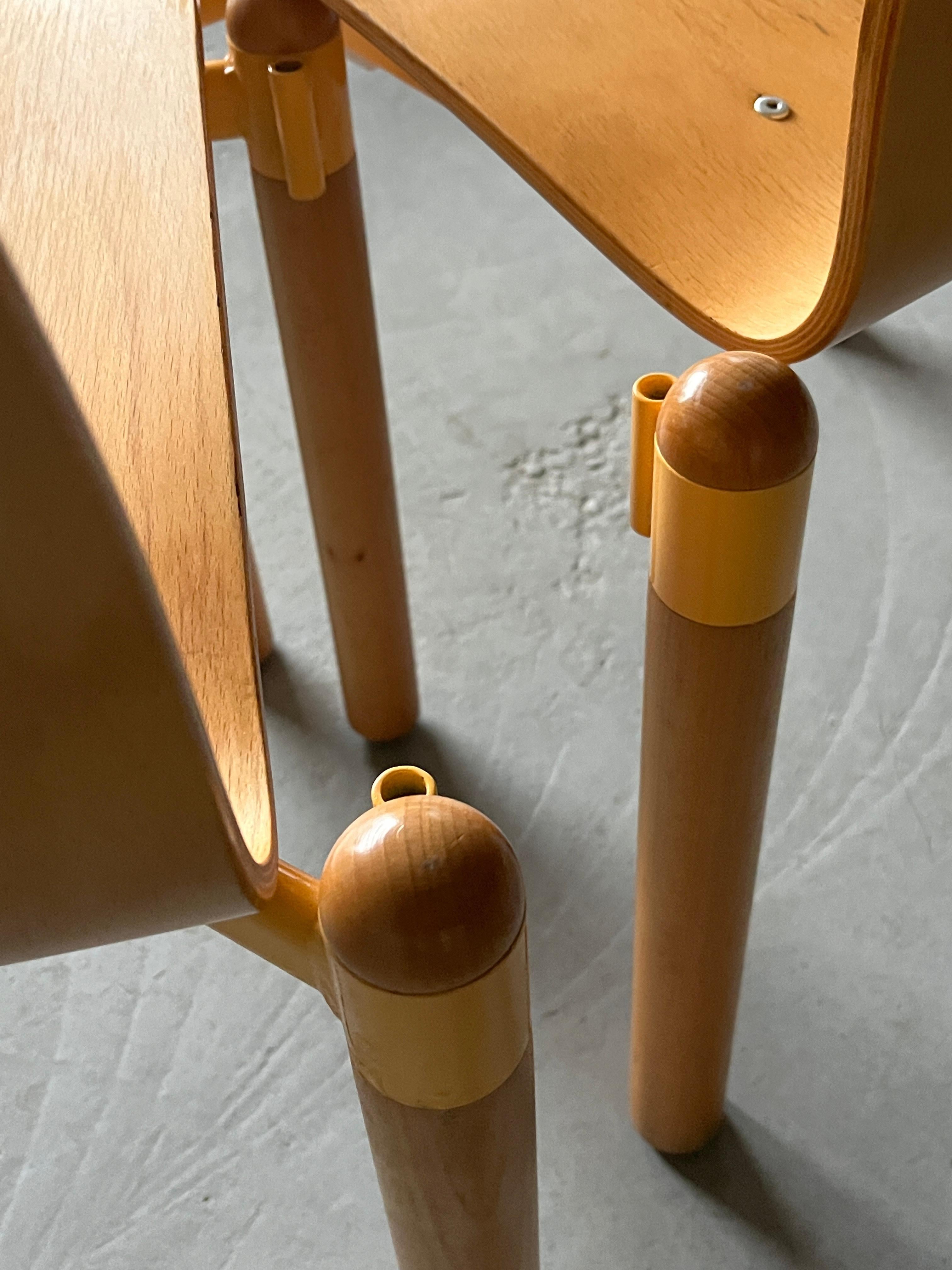 Pair of Mid-Century Stackable Bentwood and Metal Dining Chairs, 1990s Austria 3