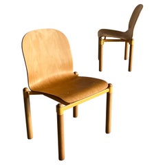 Pair of Mid-Century Stackable Bentwood and Metal Dining Chairs, 1990s Austria