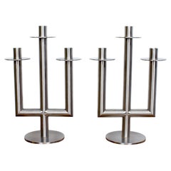 Pair of Midcentury Stainless Steel Candelabra’s