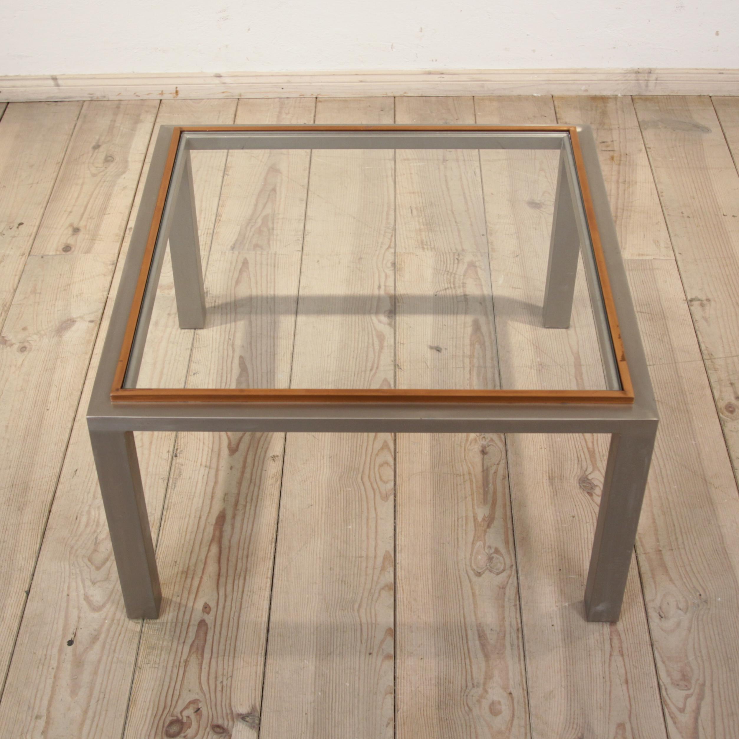 Pair of Midcentury Steel and Copper Coffee Table in the Style of Willy Rizzo In Good Condition For Sale In Berlin, DE