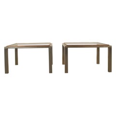 Pair of Midcentury Steel and Copper Coffee Table in the Style of Willy Rizzo