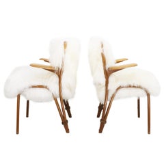 Pair of Mid Century Steiner Chairs with Icelandic Sheepskin Upholstery