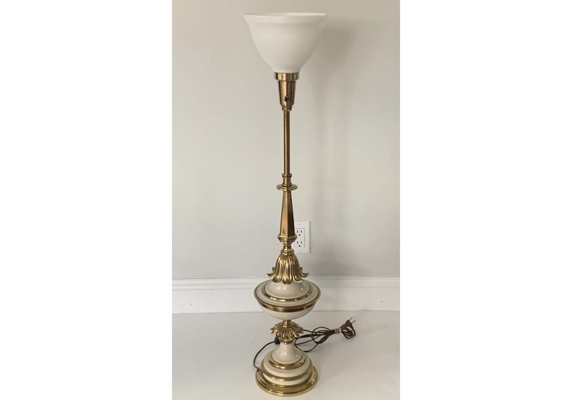Metal Pair Of Mid Century Stiffel Torchiere Table Lamps For Sale