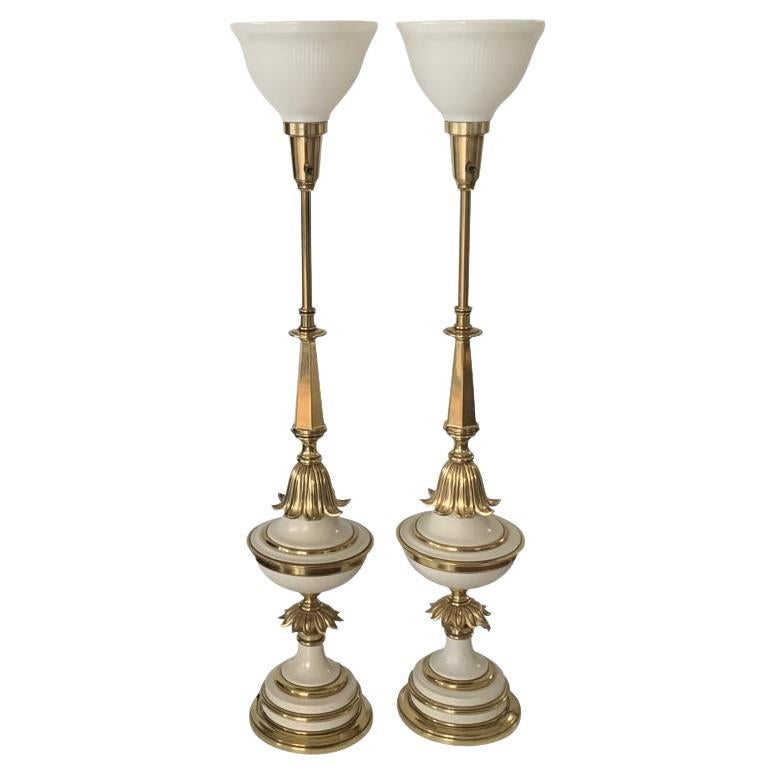 Pair Of Mid Century Stiffel Torchiere Table Lamps For Sale