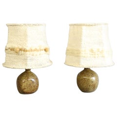 Pair of Mid-century stoneware lamps by Guy Baudat, 1960s - Era Tiffoche Lerat