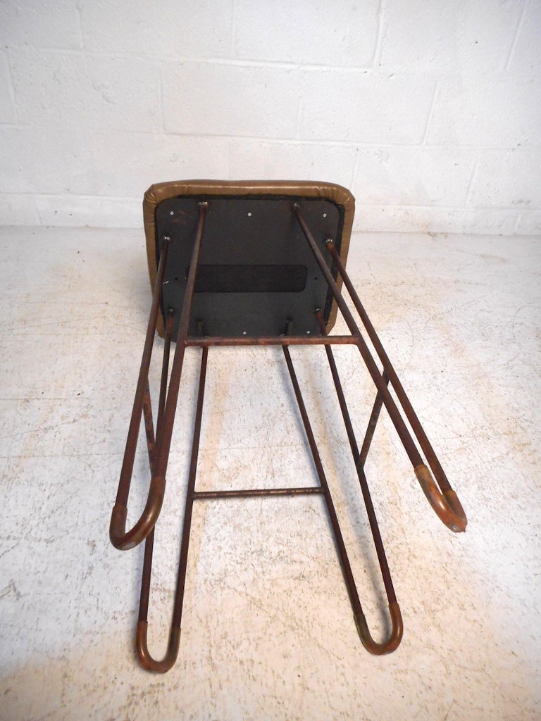 Faux Leather Pair of Mid-Century Stools For Sale