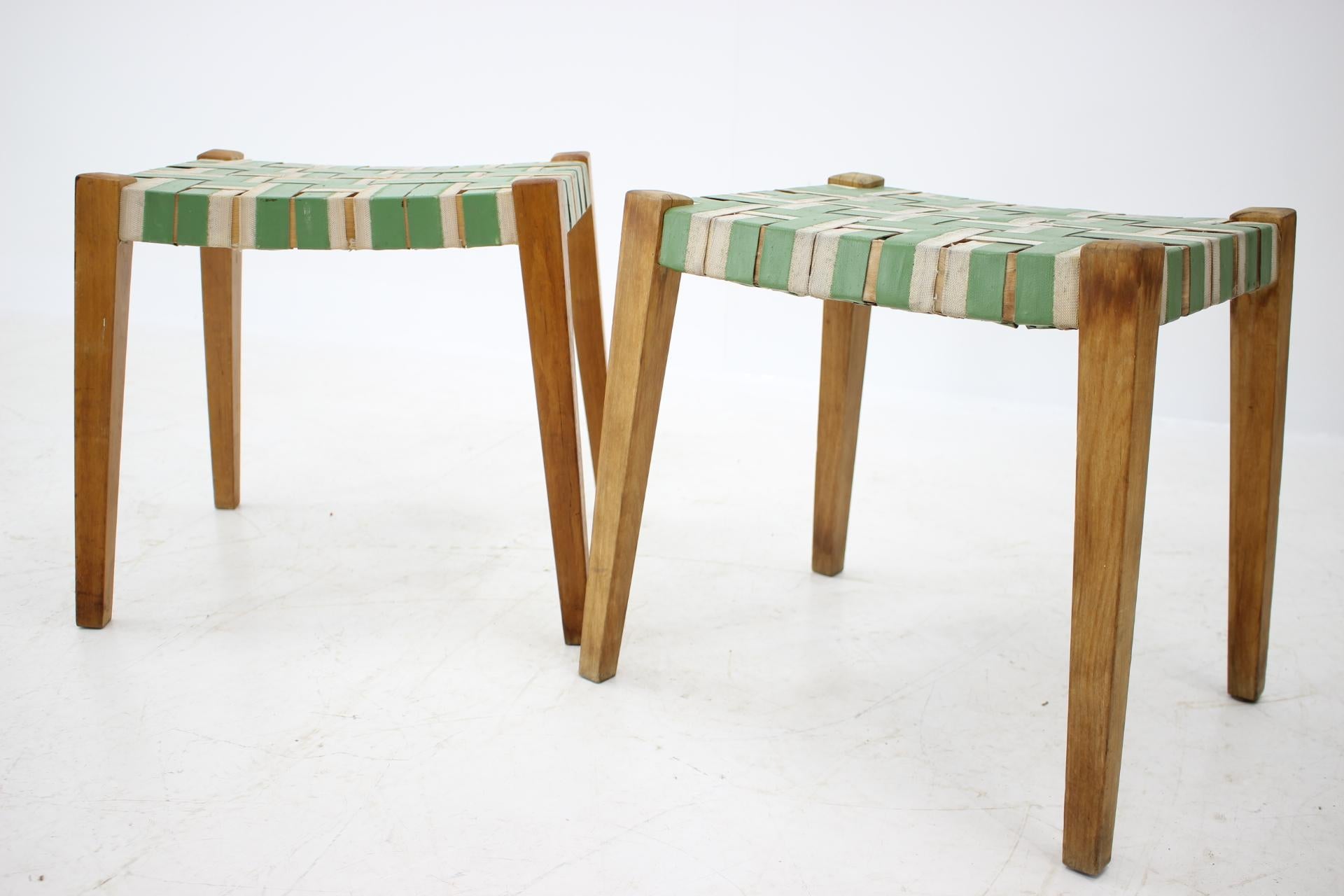 Czech Pair of Midcentury Stools or Tabourets, 1950s For Sale