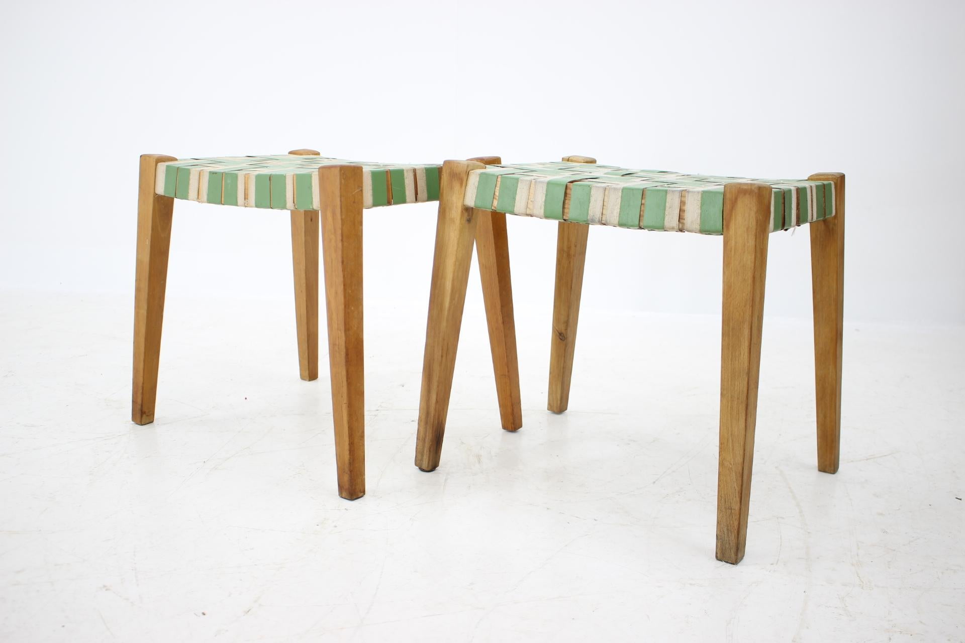 Fabric Pair of Midcentury Stools or Tabourets, 1950s For Sale