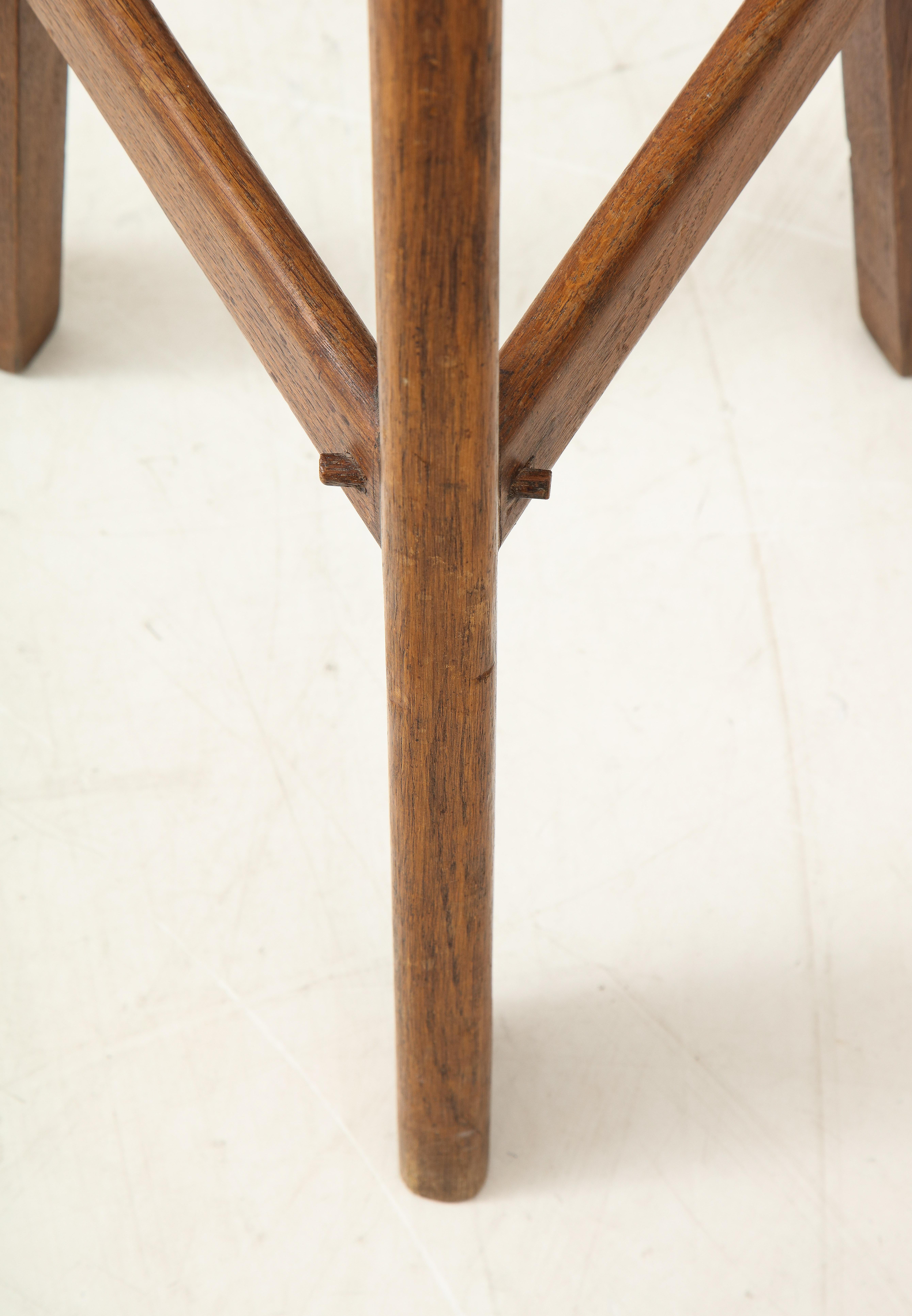 Pair of Midcentury Stools with Cowhide Seats, France, circa 1960 For Sale 1