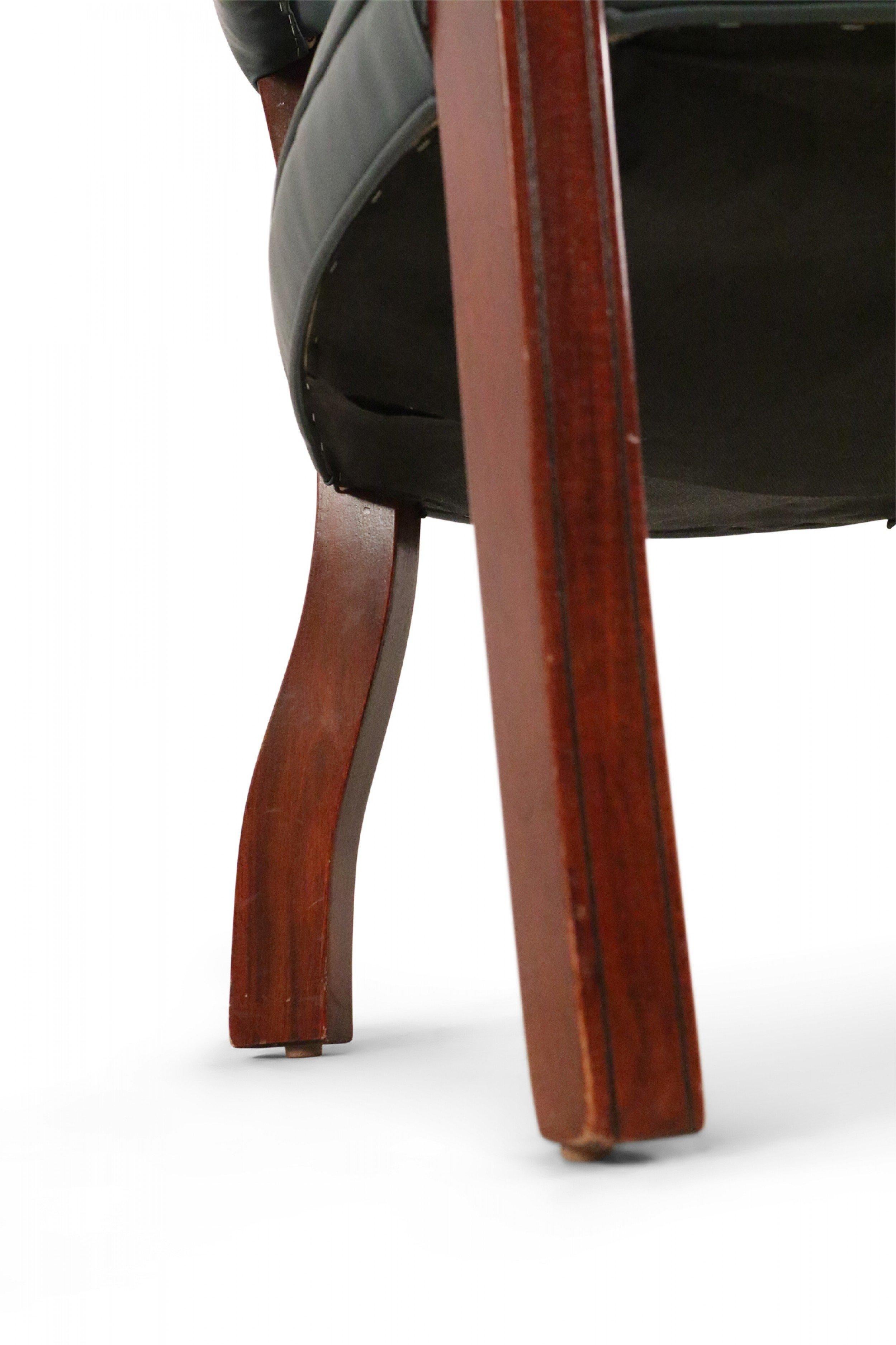 Pair of Mid-Century Style Blue Faux Leather Armchair For Sale 4