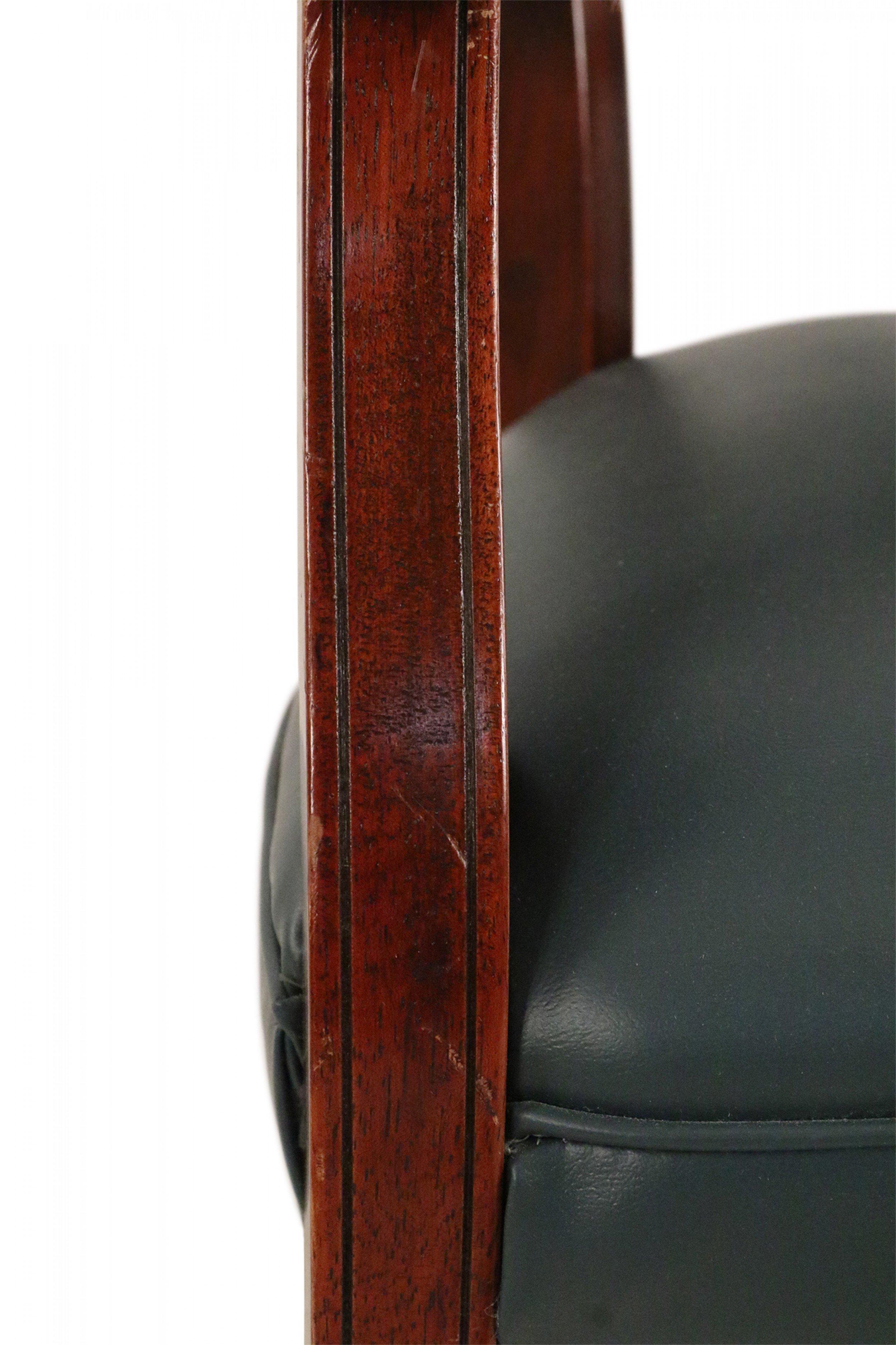 Pair of Mid-Century Style Blue Faux Leather Armchair For Sale 5